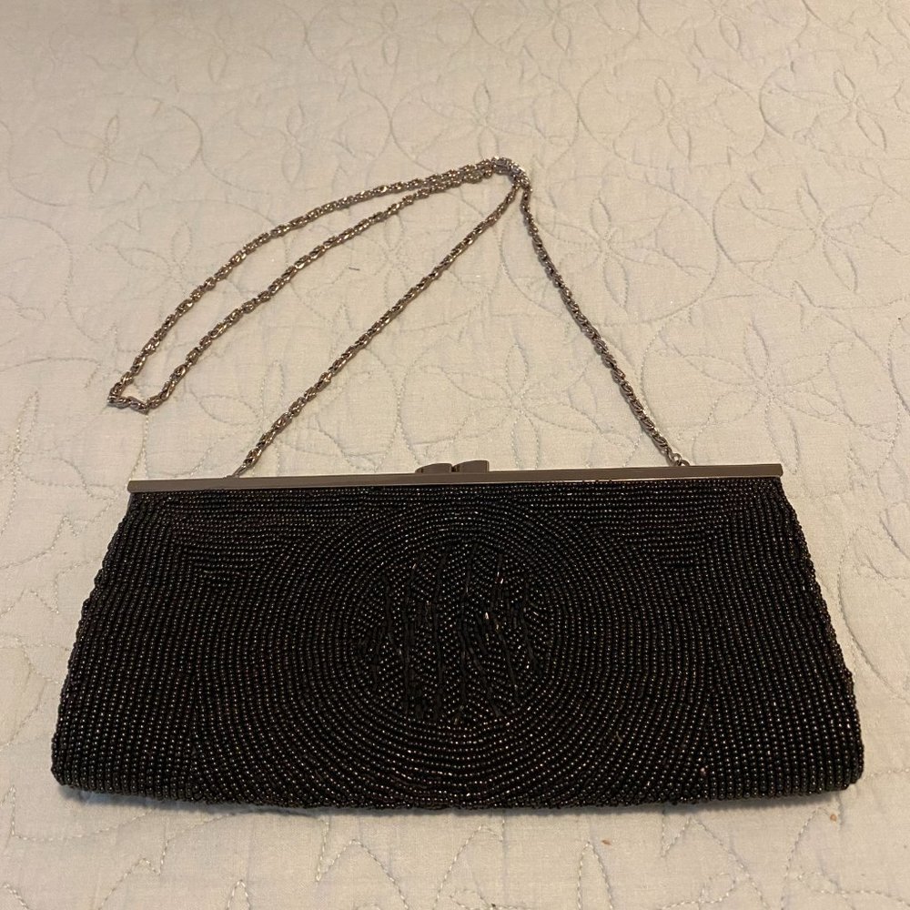 Embellished evening bag with 36" chain strap